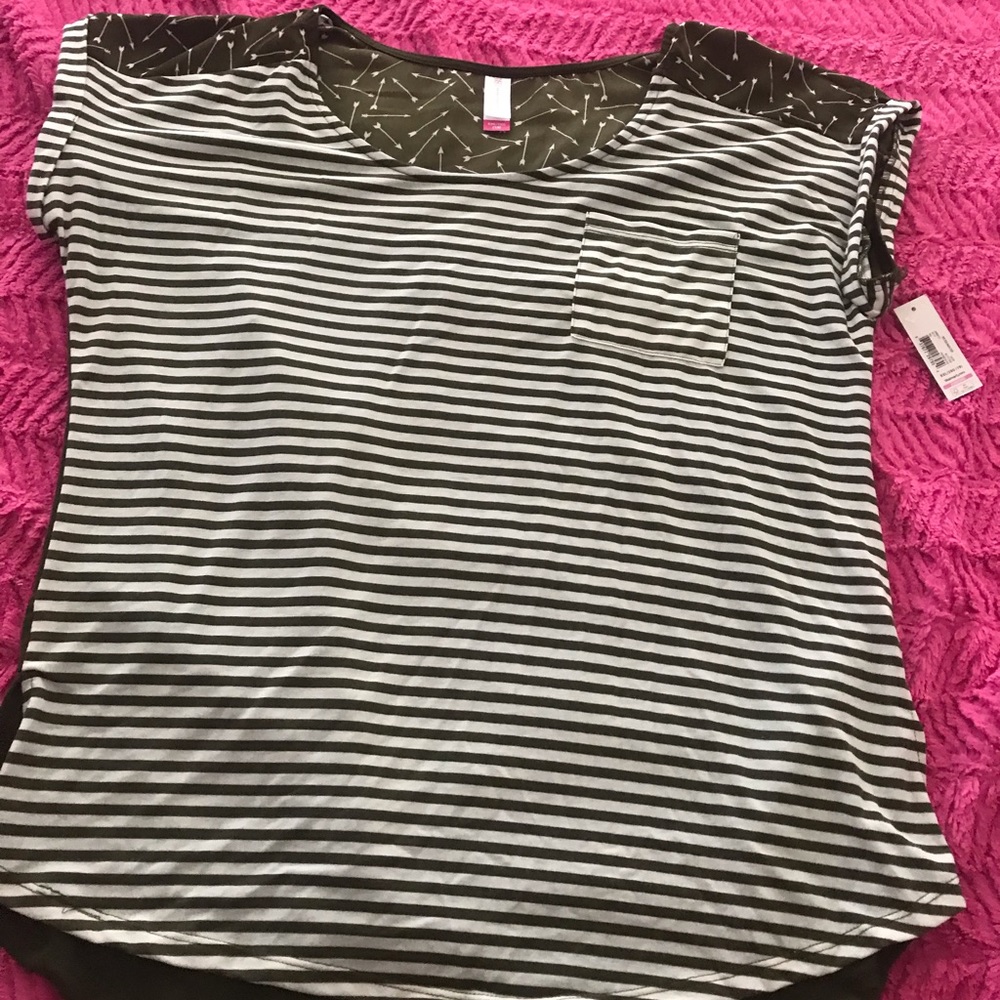 Green and white striped top